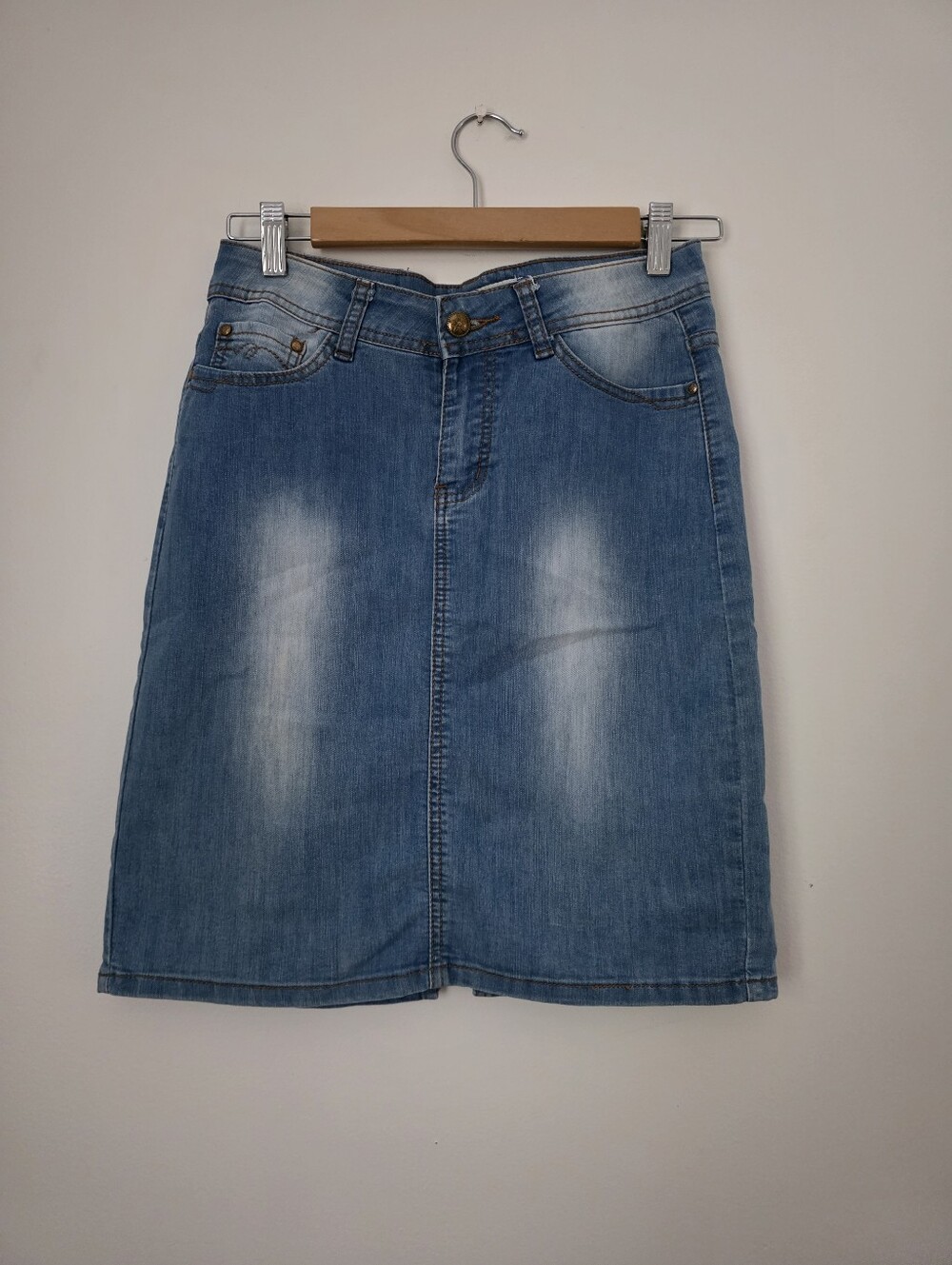 Classic Women's Denim Skirt in Light Blue